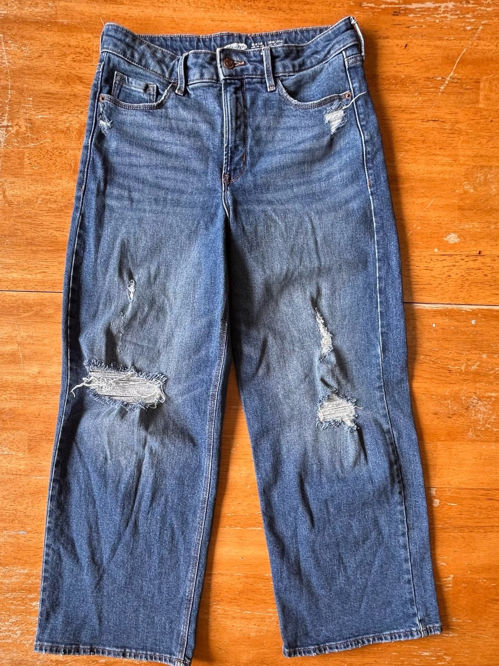 Old Navy Women’s Extra High Rise Distressed Blue Relaxed Fit Jeans
